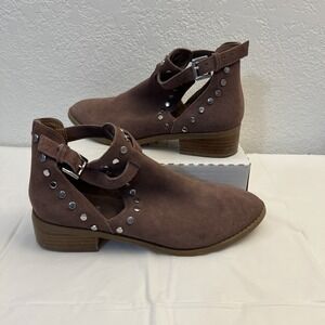 Carlos Santana Blake Studded‎ Ankle Booties Adjustable Mauve Sz 10 Boho Western